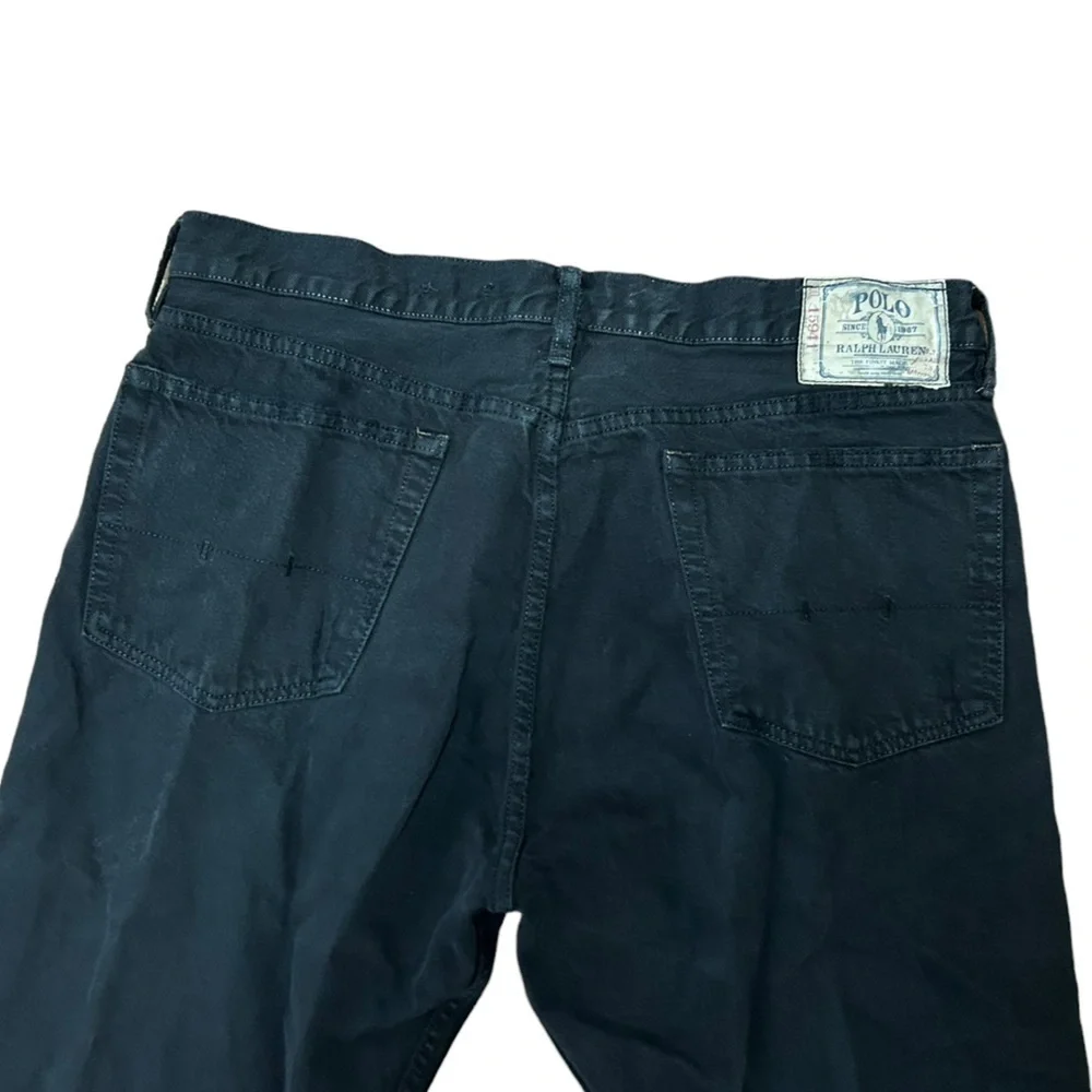 RALPH LAUREN POLO Black Jeans SZ 36x32 Vintage Dry Goods Embroidered Equestrian